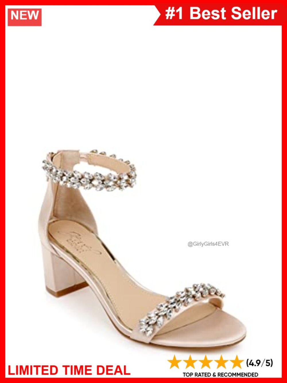 Embellished Evening Heeled Sandal with Ankle Strap and Zip Closure